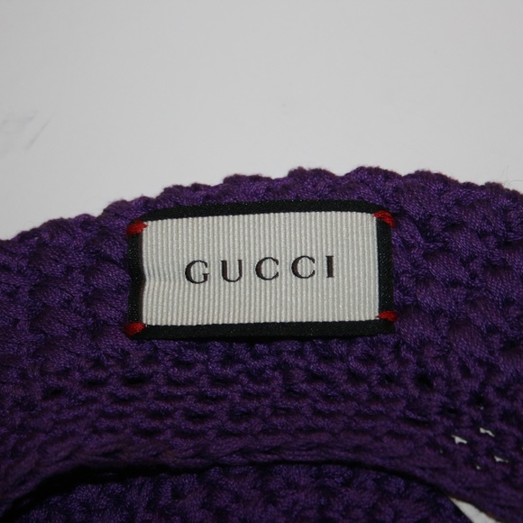 Gucci Purple Cotton Pom Pom Crochet Beret Hat - Picture 4 of 6
